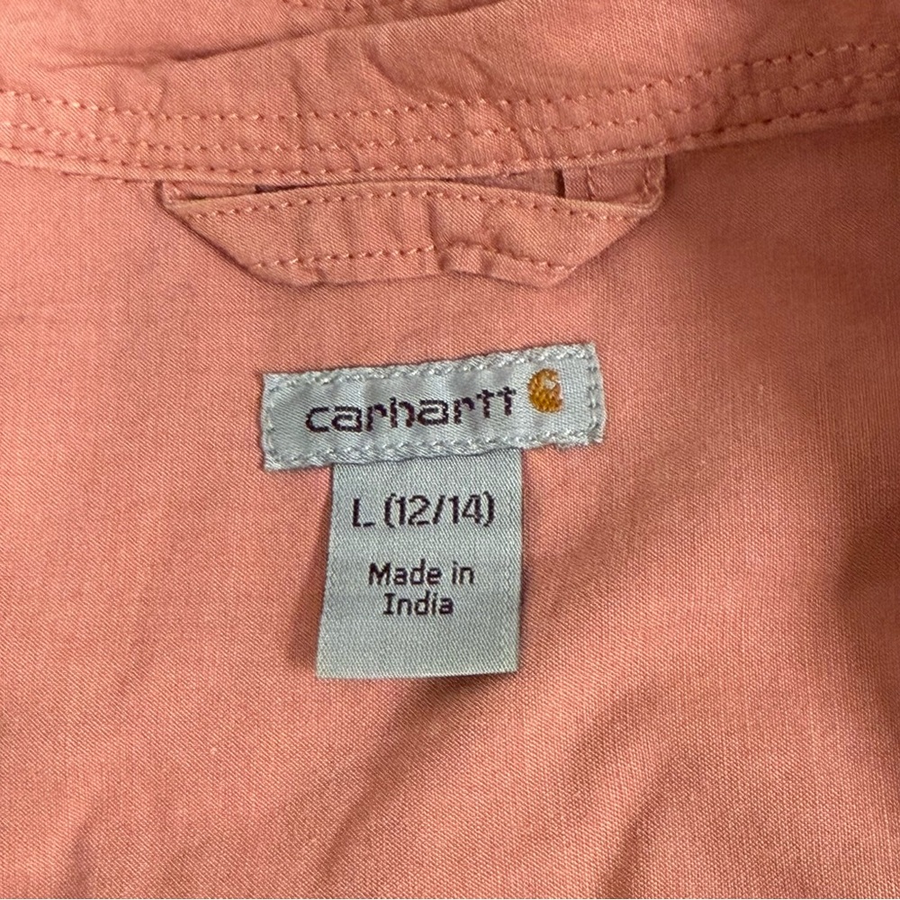 Carhartt Dusty Pink Button Front Utility Shirt L Workwear Long Sleeve Casual Top - Picture 5 of 8
